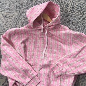 LOVESHACKFANCY Pink Striped Hoodie Sweatshirt XXL New